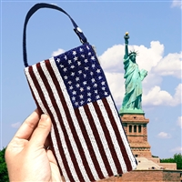 Stars & Stripes American Flag Club Bag Beaded Phone Crossbody