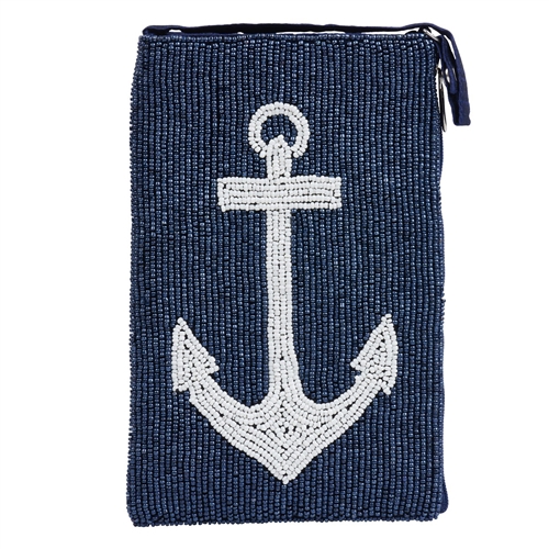Nautical Anchor Club Bag Beaded Phone Crossbody