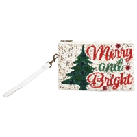 Merry Christmas Cheer Beaded Holiday Mingle Wristlet Phone Crossbody