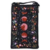 Moon Phases Celestial Club Bag  Beaded Phone Convertible Crossbody, Multi