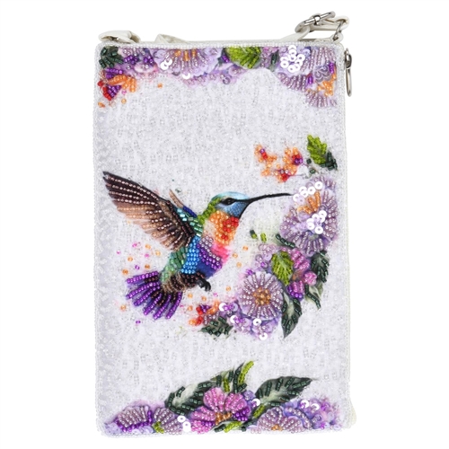 Hummingbird Flight Floral Beaded Crossbody Phone Club Bag