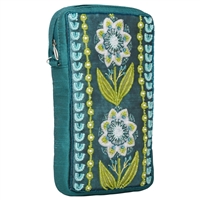 Botanical Bliss Floral Beaded XL Phone Crossbody Pouch Bag