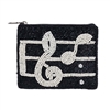Symphony Music Notes Essential Pouch Beaded Zip Card Case Coin Purse