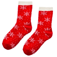 Snowflake Holiday Print Plush Lined Knit Socks