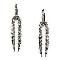 ZaZa Crystal Double Drop Fringe Statement Earrings, Hematite