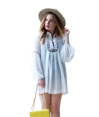 Blue Island Sheer Cut Out Tunic Swim Dress