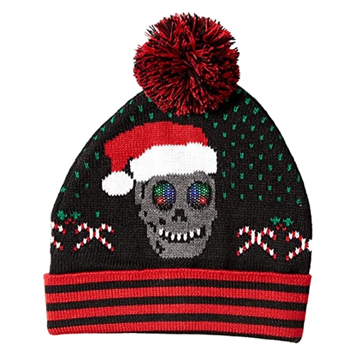 Ugly Christmas Light Up LED Skull Beanie Hat
