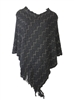 Lace Knit Poncho Sweater w Fringe