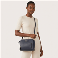 Kate Spade Baxter Street Sevilla Leather Crossbody Bag, Asphalt Dark Grey Women's Shoulder Handbag With Zippered Pockets, Adjustable Strap Boutique Small Satchel Designer Purse