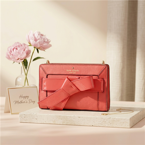 Kate Spade New York Knott Bow Wristlet Clutch Red Pebbled Leather