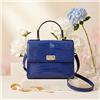 Kate Spade Croc Embossed Leather Satchel, High Shine Royal Blue Structured Handbag Women Designer Top Handle Crossbody Removable Strap 11.5" Width Luxury Professional Large Boutique Accessory