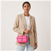 Kate Spade Womens Bright Pink Ostrich Embossed Leather Flap Emmie Crossbody Purse with Snake Chain Strap