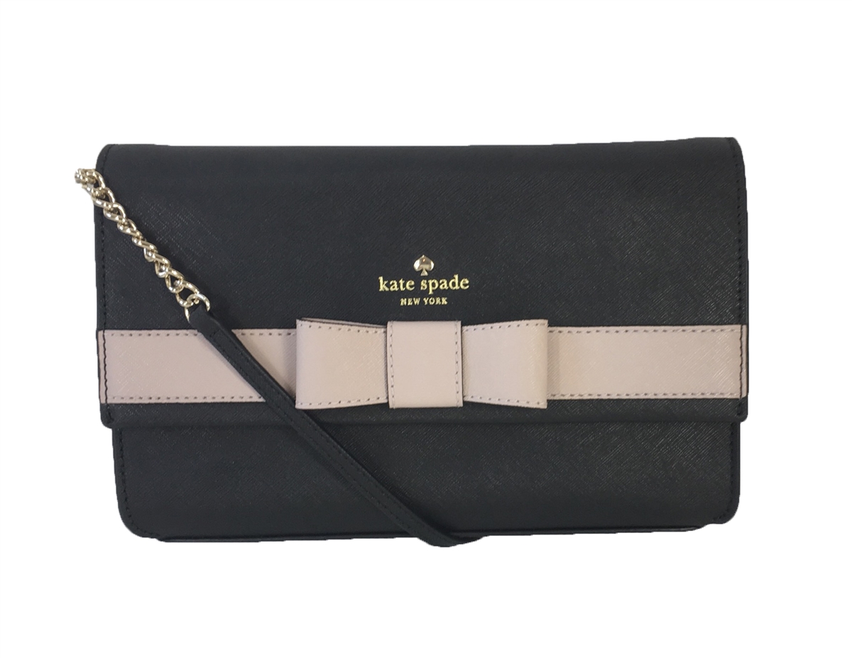 Kate Spade Kirk Park Saffiano Britain Bag- Black/ Warm Beige –