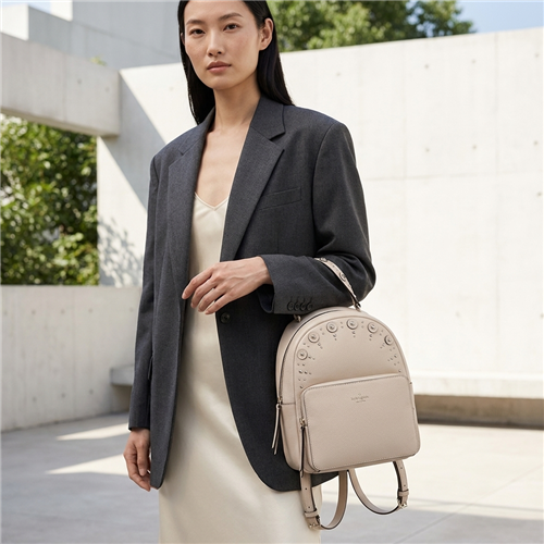 kate spade mini nicole larchmont avenue backpack Studded Leather Backpack, Warm Beige Fashion New Kate Spade Larchmont Avenue