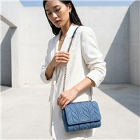 Kate Spade Emelyn Quilted Denim Crossbody Bag, Blue Shoulder Handbag For Women Single 22 Inch Drop Strap Or Doubled 11 Stylish Medium Boutique Satchel Flap Purse Magnetic Pocket Padded Navy