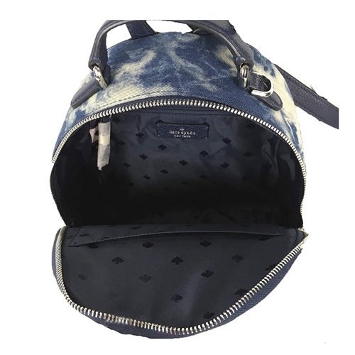 Kate Spade Navy Blue Tie Dye Denim Backpack with Leather  display picture 1