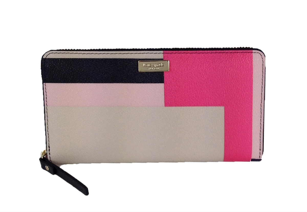Half Zip Wallet In Russet W/neon Pink Stripe