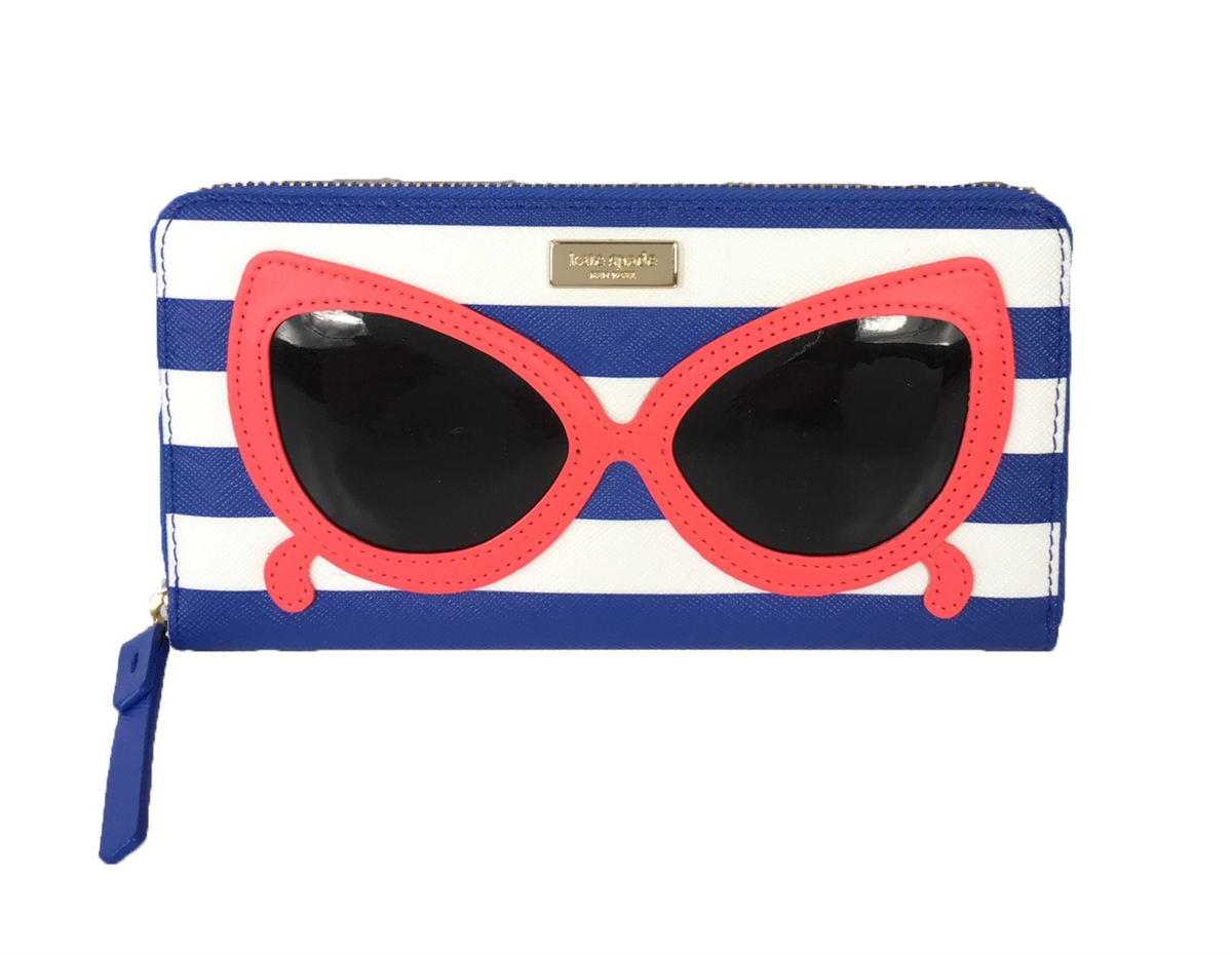 Kate Spade Neda Zip Around Wallet, Blue & White Striped Make  display picture 3