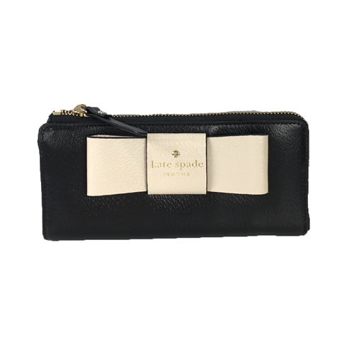 Kate Spade Nisha Bow Two Tone Leather Zip Wallet