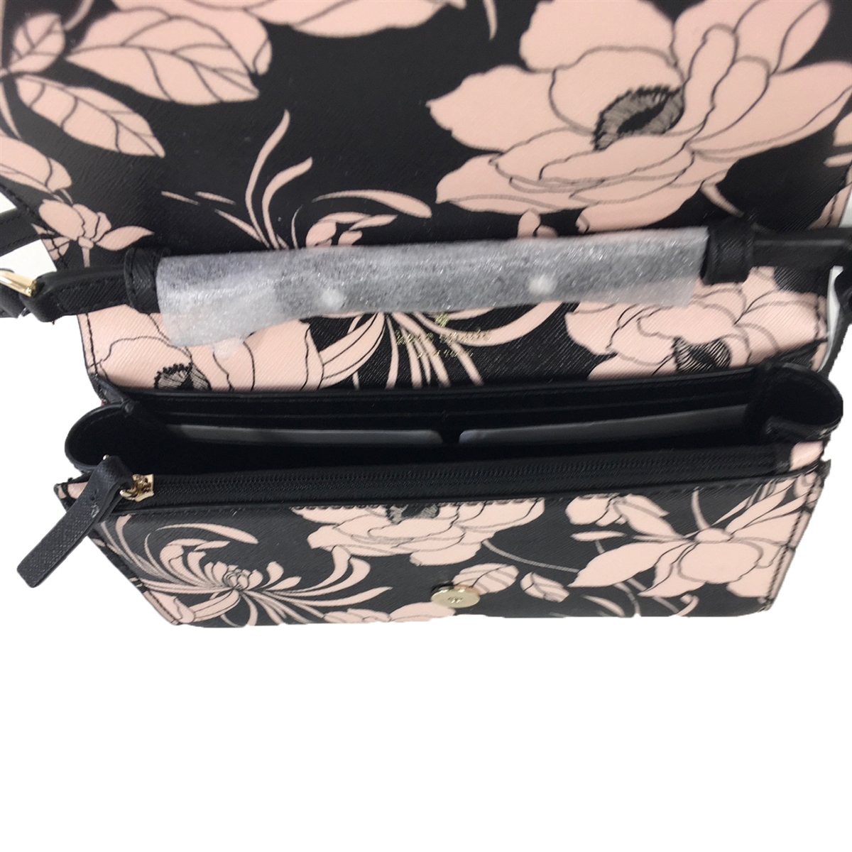 Kate Spade Women's Gardenia Floral Print Addison OS Clutch Crossbody Bag,  Black Multi