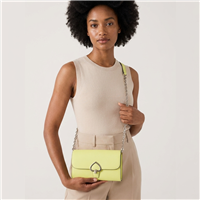 Kate Spade New York Robyn Small Lime Green Leather Chain Wallet Crossbody Turnlock Flap Organizer Purse