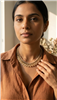 Nakamol gold tone multi strand statement necklace with faceted ivory, blush and champagne Czech crystals, stone shards and glass beads.