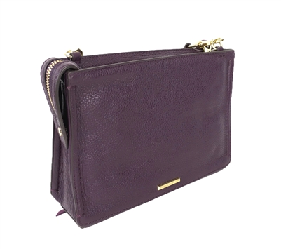 Rebecca Minkoff Moto 3 Zip Leather Crossbody Bag, Aubergine display picture 1